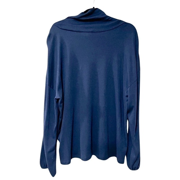 REBECCA TAYLOR Pima Cotton Turtleneck Long Sleeve Top Navy SZ L - Picture 3 of 8